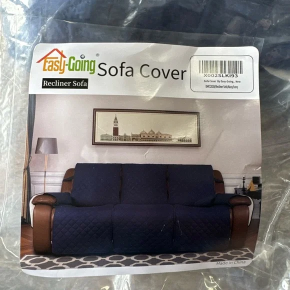 Navy Blue sofa Cover format of 3 pics New with bag - Picture 1 of 12